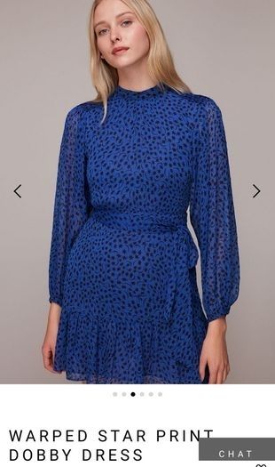 BNWT - Whistles Blue Warped Star Print Dobby Dress UK 14