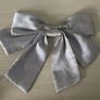 Elegant silver-grey satin hair bow barrette with French clip, gently used and in great condition Image 2