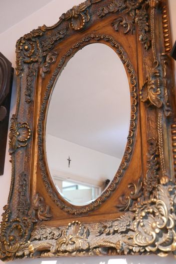 Vintage Ornate Gold Framed Mirror , Big ,Heavy and Thick 45" x 35" (Thickness 4")
