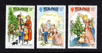 1987 Isle of Man Christmas (Victorian scenes) Commemorative Stamps Mint Never Hinged (MNH)