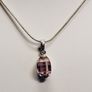 Sleek Sterling Silver Snake Chain with Pink Crystal Pendant Image 2