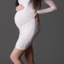 Maternity White Pearl Mesh Dress Image 2