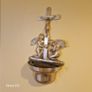 Antique  Brass Angel Holy Water Font Religious Wall Art Image 2