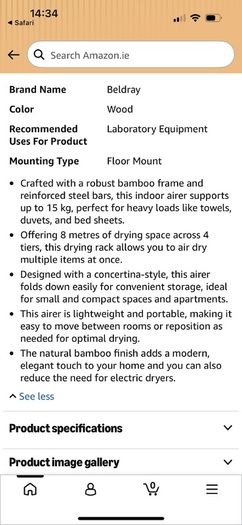 New in packaging Beldray 4 tier bamboo clothes airer