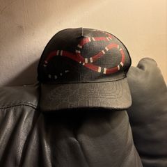 Authentic Gucci Men's Black Snake GG Jacquard Baseball Cap