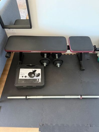 Complete Home Gym Set  Bench  Barbell  Dumbbells  Weights