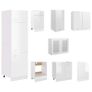 8 Piece Kitchen Cabinet Set High Gloss White Chipboard Image 4