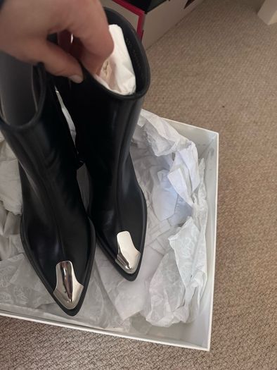 Alexander McQueen cowboy boots with metal toe