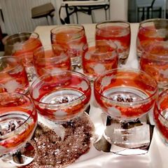 Exquisite pink hand etched heavy crystal set