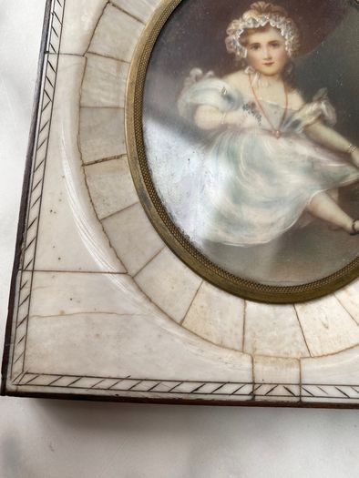 Antique miniature portrait of a lovely girl early 19th century