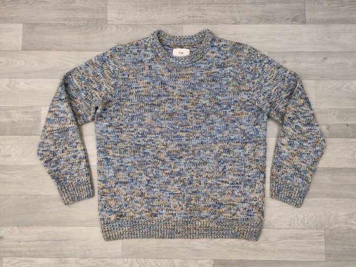 Folk Fisherman Wool Blend Crewneck Jumper Sweater Mens M/L