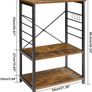 Industrial Microwave Oven Shelf, Bakers Rack with 6 S-Hooks, 3-Tier Storage Shelves for Kitchen Living Room, Kitchen Shelf for Spices, Pots, and Pans, Rustic Brown (FREE POSTAGE) Image 4