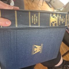Vintage History Set," "Decorative Book Stack," "Navy and Gold Binding," and "James Truslow Adams"