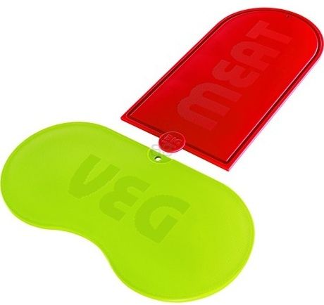 2 In 1 The Big Chopper Vegetable And Meat Separate Chopping Board Green And Red