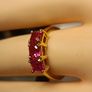 Stunning Lab Grown Padparasha Sapphire Trilogy Ring. Image 5