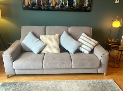 Grey fabric sofa, large, excellent condition