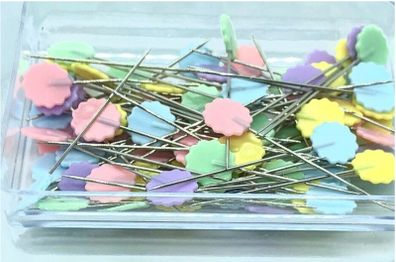 100 sewing pins, patchwork and quilting pins, flower head pins