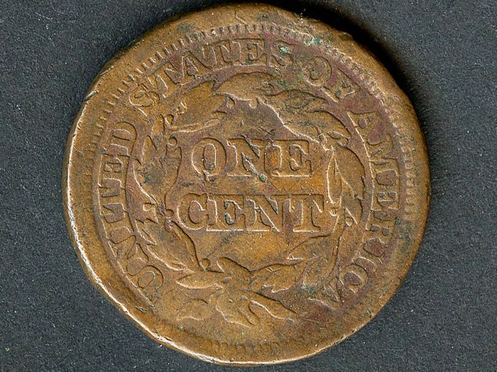 Scarce USA 1851 Large Braided Hair Cent - Fine + Condition - Free Postage