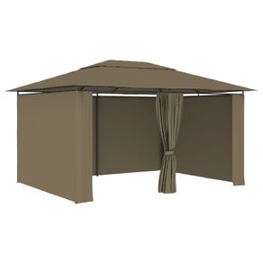 Garden Marquee with Curtains 4x3 m Taupe 180 g/m