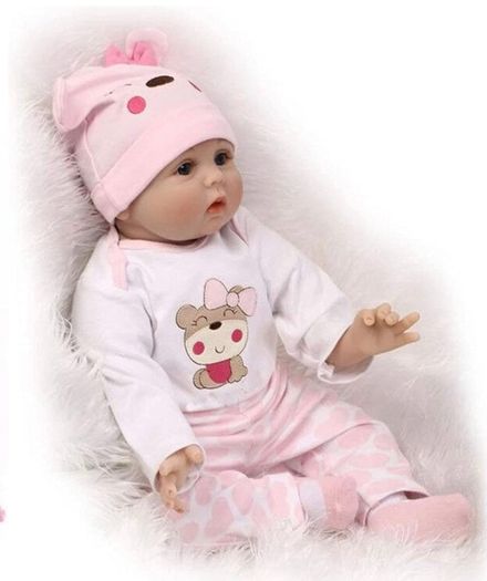 Realistic Reborn Dolls 22inch 55cm Lifelike Baby Dolls Soft Silicone Vinyl Weighted Cloth Body with Feeding Kit Reborn Dolls Girls (FREE POSTAGE)