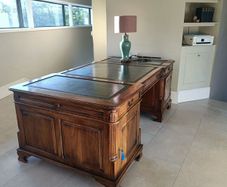 Partners desk heavy piece + half moon side table