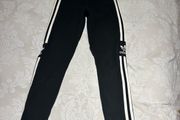 Adidas Women's Black Cotton 3 Stripes Leggings - size UK 8