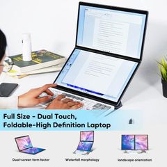 Dual touch screen laptop