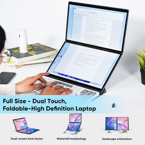 Dual touch screen laptop