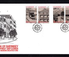 1987 Guernsey Europa Modern Architecture Commemorative Stamps Official First Day Cover (FDC)