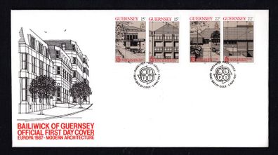1987 Guernsey Europa Modern Architecture Commemorative Stamps Official First Day Cover (FDC)