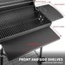 BBQ Grill Smoker With Side Shelves, Barbecue Garden Grill with Temperature Gauge, Outdoor Oil Drum Camping Barbeque Charcoal BBQ Barrel Image 4