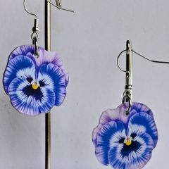 Majestic Lavender Pansy Floral Earrings