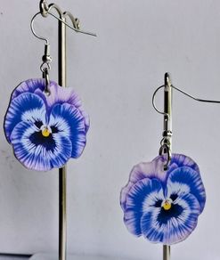 Majestic Lavender Pansy Floral Earrings