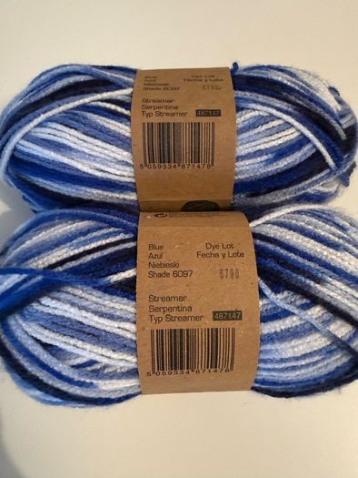 6 balls of blue yarn wool