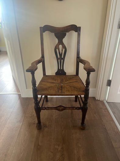 Antique Irish Provincial Elm Arm Chair