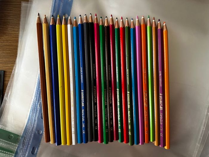 Lot stationery office school supplies - lever arch folders, plastic pockets, coloured pencils, stapler