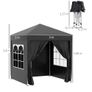 2x2m Popup Gazebo Party Tent Pavilion Black with 4 Sides Image 3