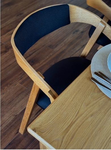Oak Dining Armchair Plush Upholstered. Any Colouir or material