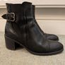 Black Genuine Leather Ankle Boots with Buckle  Size 37  Made in Spain Image 2