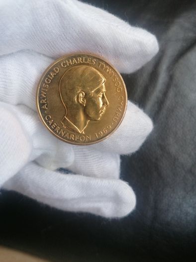 1969 Charles Prince Of Wales Gold Plated Medallion