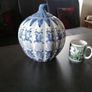 Vintage Blue & White Porcelain Pumpkin Image 3