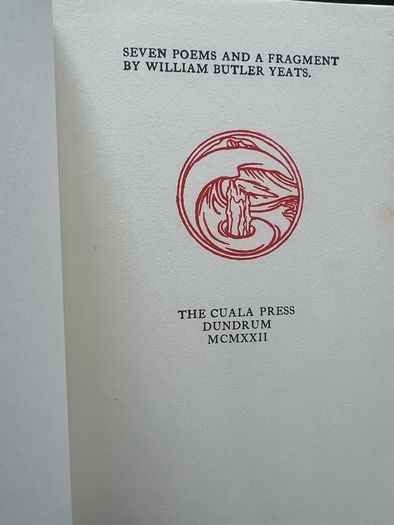 W B Yeats Cuala Press 8 Books J M Synge Seven Poems