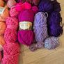 Large Rainbow Yarn bundle (mostly cotton, acrylic) and Pattern Booklet Image 2