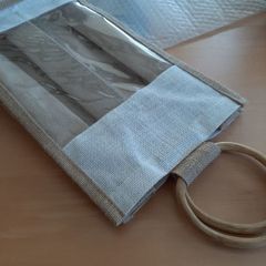 Hessian two-bottle wine bag