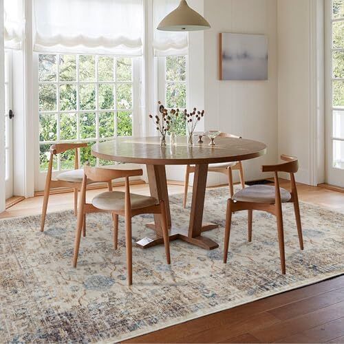 Rugs for Living Room, 200x300cm Large Area Rugs for Bedroom, Vintage Boho Machine Washable Rug, Non Slip Kitchen Rug Faux Wool Rugs Soft Short Pile Carpet for Dining Room, Office