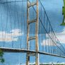Funky Vintage Retro, Kitchen Kitsch, Caravan-Chic Cotton Tea Towel, of the Humber Bridge, Perfect for Use or Vintage Craft Projects Image 2