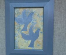 Fabric picture, Doves, Home decor, Picture, Gift