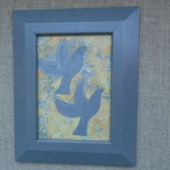 Fabric picture, Doves, Home decor, Picture, Gift