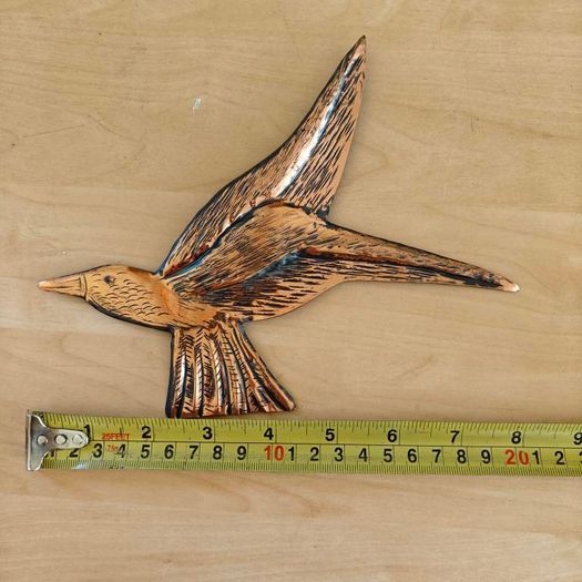 Set of 3 1970s copper flying birds retro kitsch items