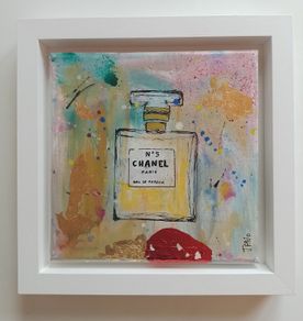 Framed Original Abstract Painting Chanel No. 5 Perfume Contemporary Art Painting  Original Gift